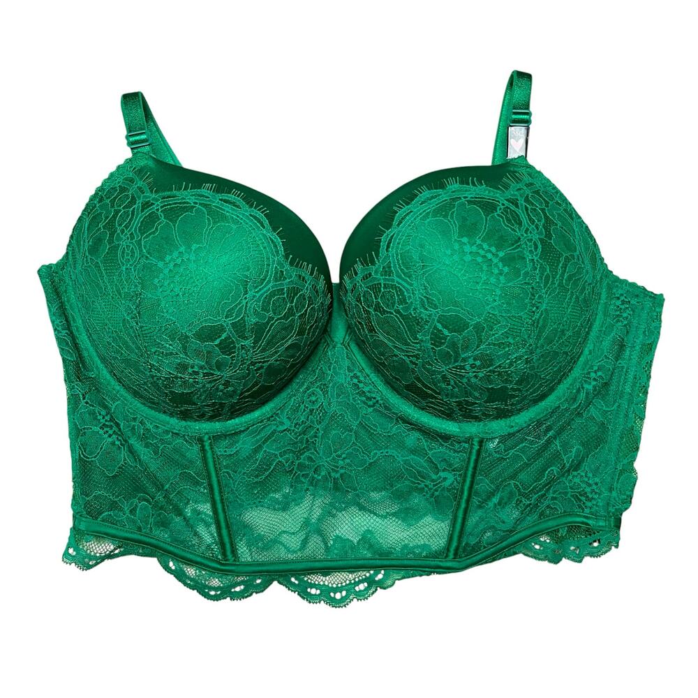 Victoria's Secret Bombshell Corset Push-Up Bra Top Verdant Green Size 38C